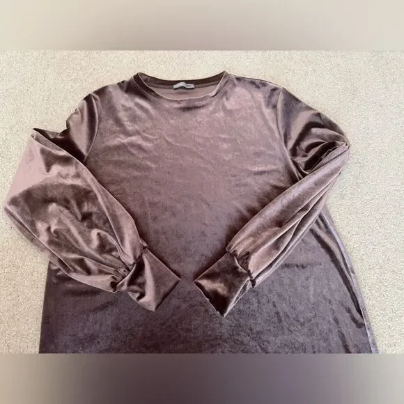 NWOT Zara Collection Brown Velvet Straight Dress - Picture 5 of 8